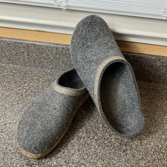 Haflinger Grizzly Wool Clogs Slippers Mens EU 46 US 13 Gray Slip On Comfort Mule - Picture 3 of 10